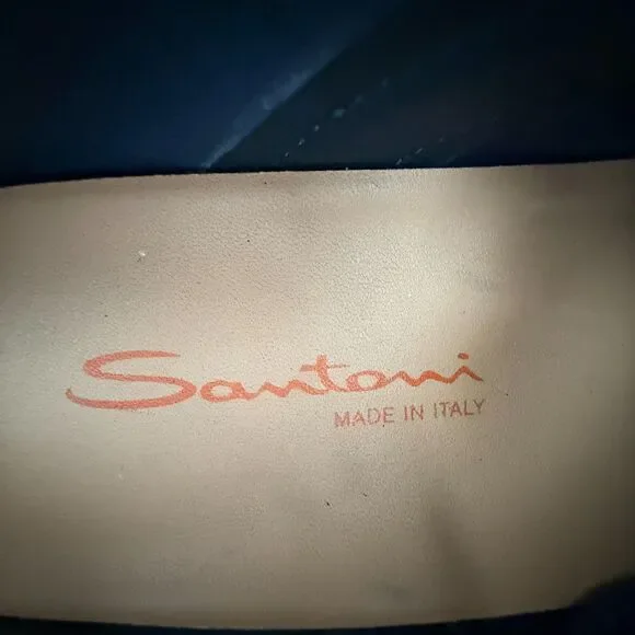 Size 7.5 - Santoni Men's Navy Cube Suede Low-Top Sneakers MADE IN ITALY - Picture 11 of 11